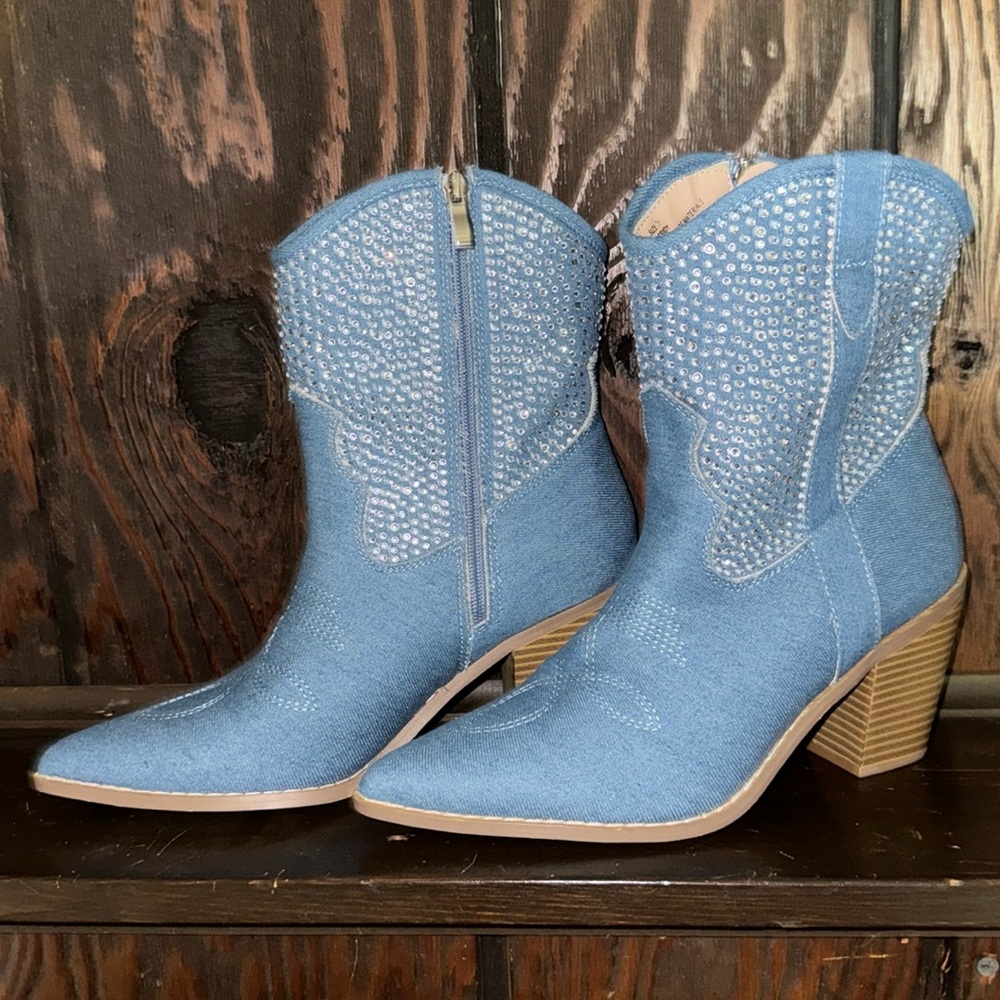 Dolls Kill Cowgirl Ways Western Boots in Blue